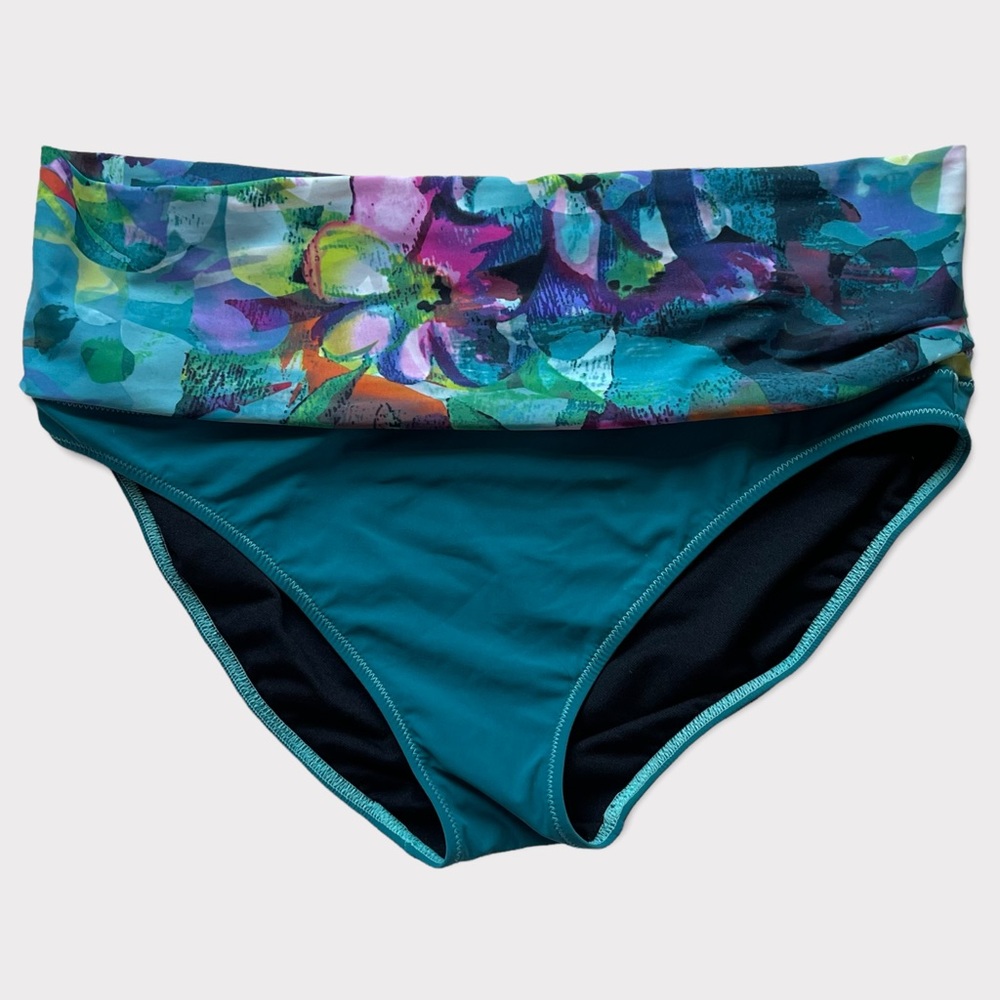 Profile by Gottex blue/green multicolor floral bikini bottoms size 14